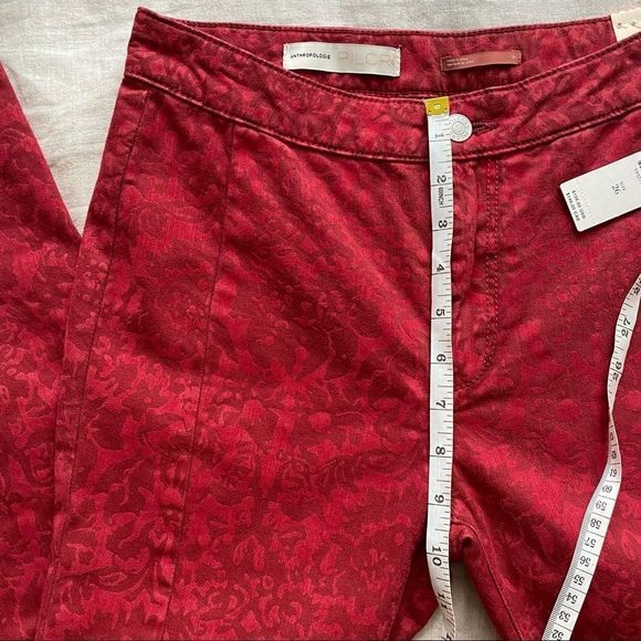 Anthropologie Pilcro High Rise Red Emboss Jeans - Picture 7 of 9